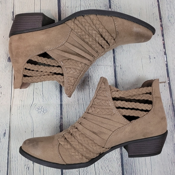 ALTAR'D STATE | braided strappy heel zip western boho ankle boot bootie - Picture 3 of 10